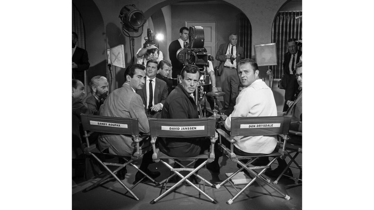 Koufax and Drysdale on movie set during 1966 holdout