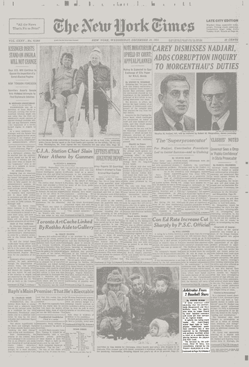 New York Times front page December 23 1975